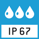 Protection IP 67 selon DIN EN 60529: Convient pour une utilisation brève en zone humide. Nettoyage au jet d'eau. Immersion de courte durée possible. Étanche à la poussière.